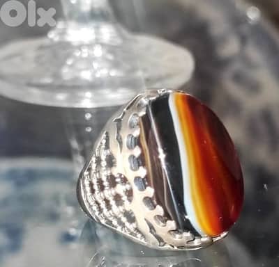 Silver Yamani Agate Ring 925