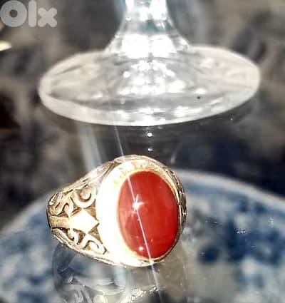 Silver Yamani Agate Ring Bahrain Made
