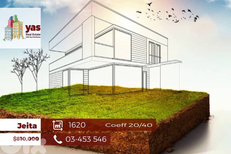 Jeita 1620m2 | Residential Land | Coeff 20/40 | Calm Area | GA 0