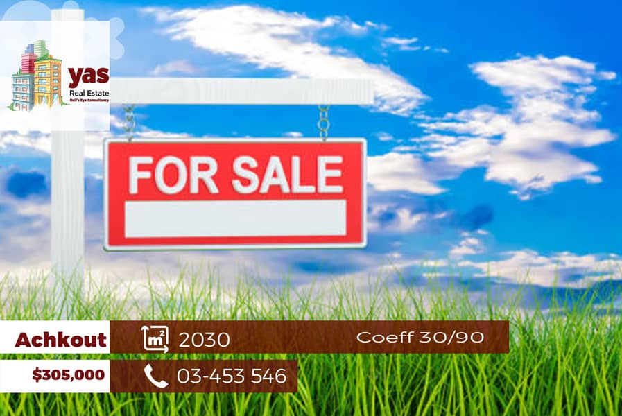 Achkout 2030m2 | Land | Unlockable View | Calm Area | GA 0