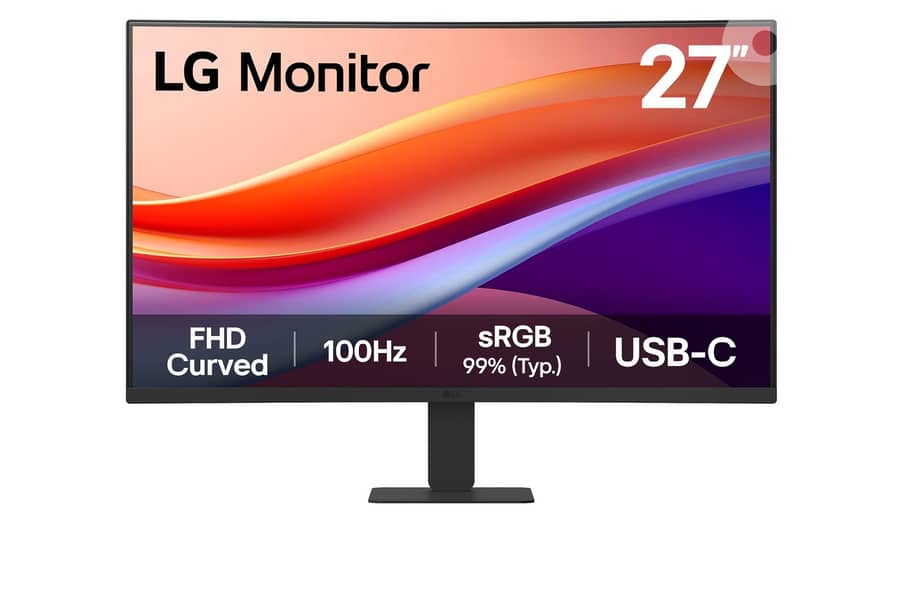LG 27-inch FHD curved monitor with 100Hz refresh rate and USB-C port 0