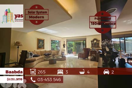 Baabda 265m2 | 180m2 Terrace  | Luxurious | Spacious |