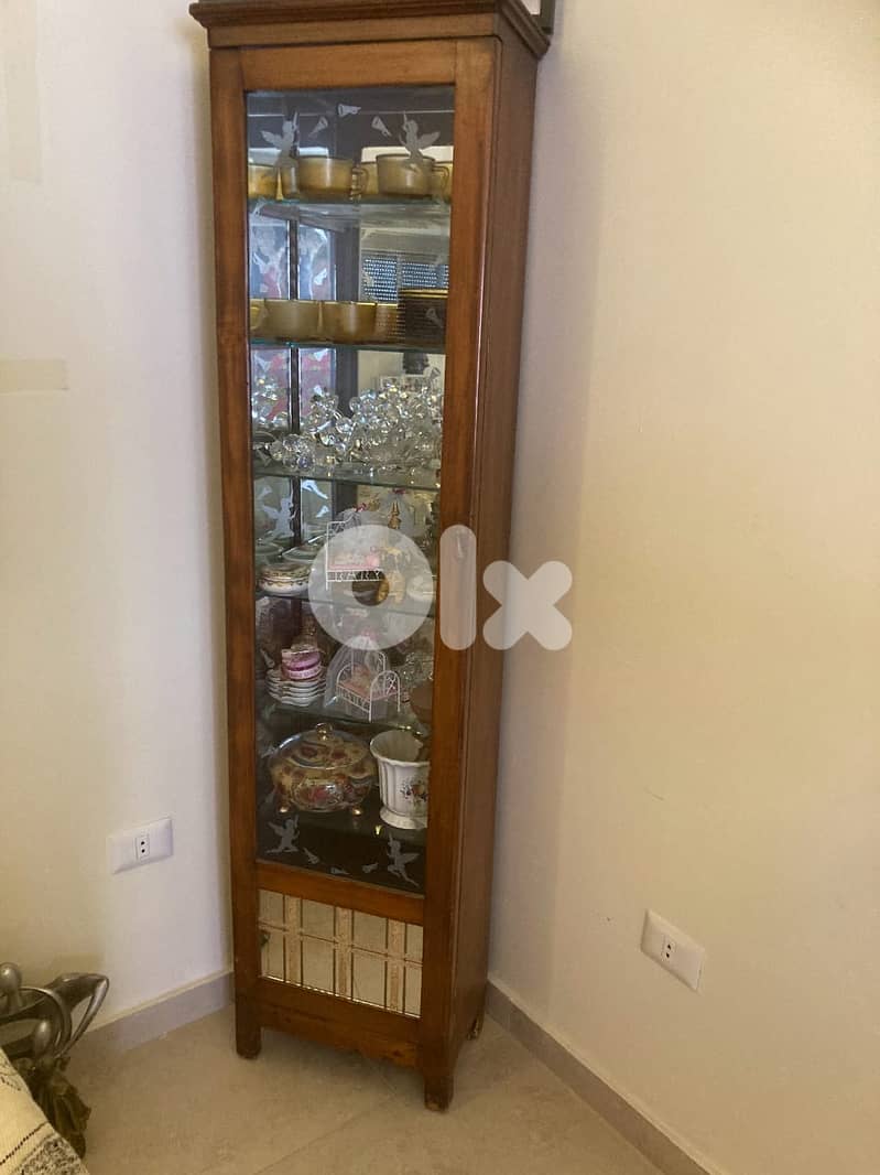 wooden and glass cabinet 0