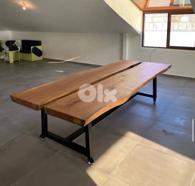 Solid Olive Wood Dining Table 300x120cm 0