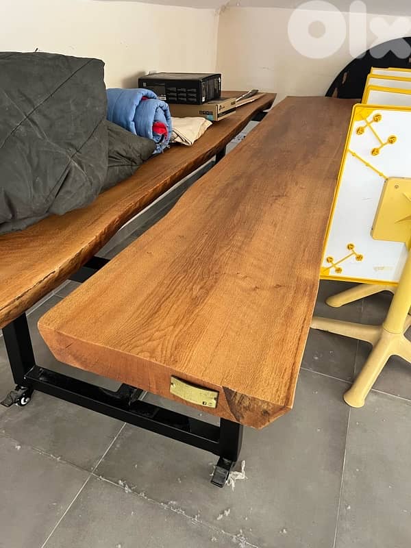 Solid Olive Wood Dining Table 300x120cm 2