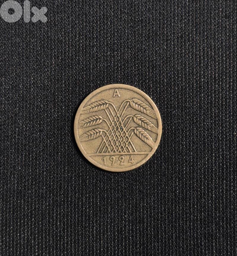 1924-A 5 Rentenpfennig Coin, Deutsches Reich 1