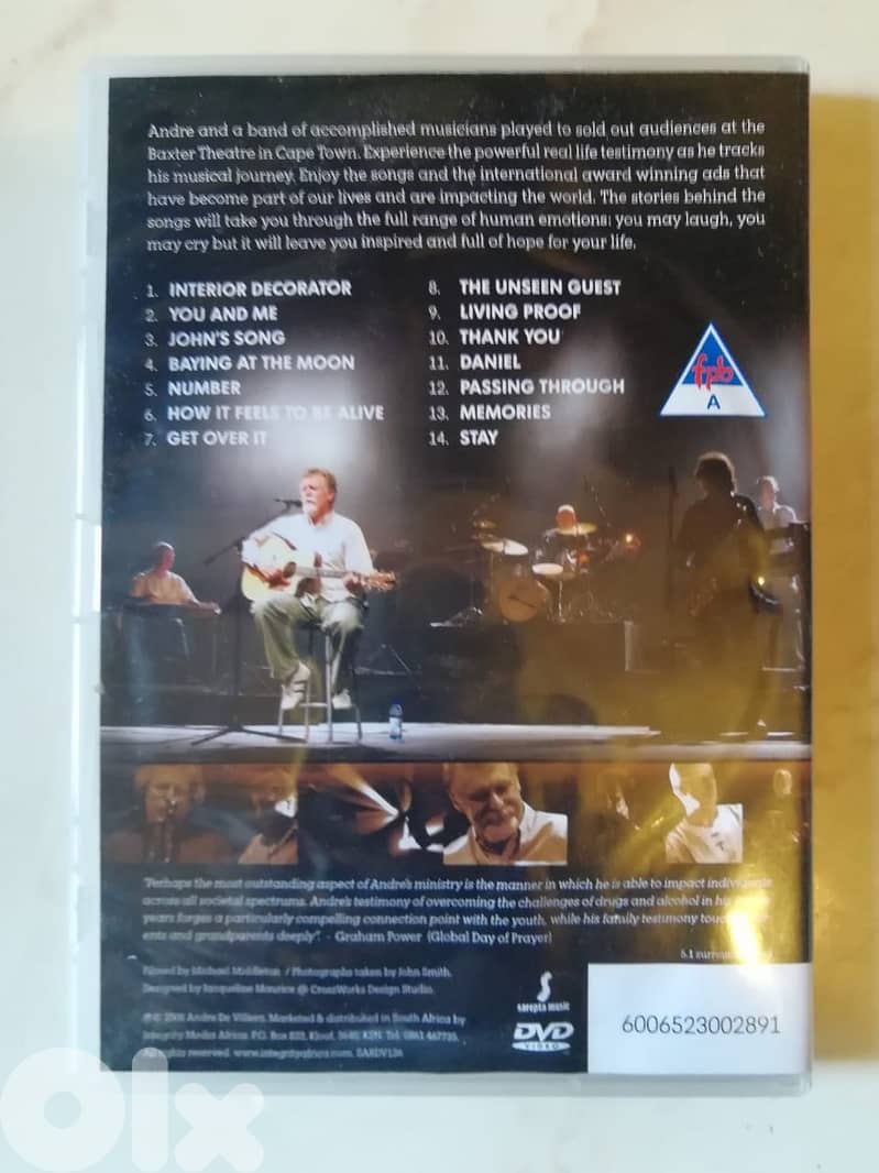 Andre De Villiers Live at the Baxter theatre cape town DVD + CD 2