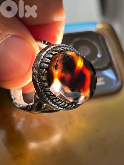 Silver Tree Rare Yamani Agate Ring