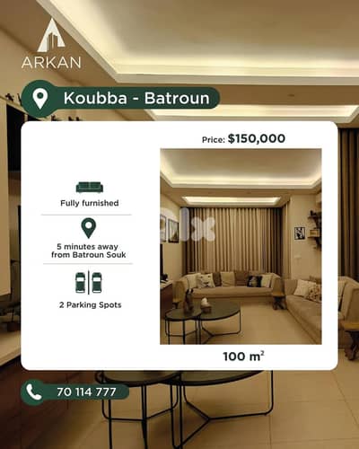 Apartment in Koubba, Batroun – $150,000 | 5 min from Batroun