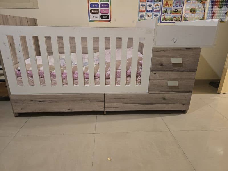 سرير أطفال مع 4 جارور + فرشة | Baby Bed with Mattress & Storage 3