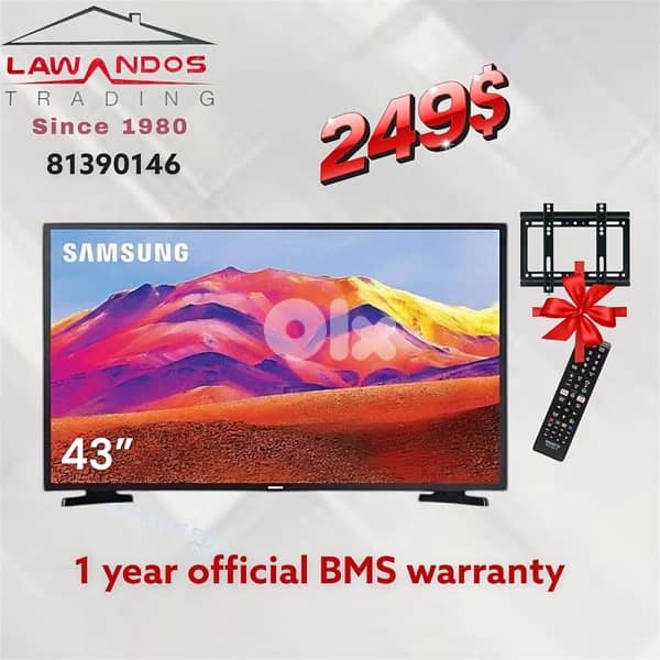 led 43” samsung original BMS مع هدية روموت وستاند كفالة شركة 0