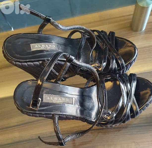 sandal  ALBANO   N37 black leather made in Italy 5$ ashrafiye 03723895 3