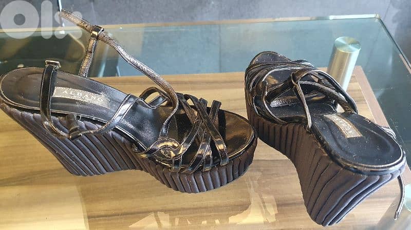 sandal  ALBANO   N37 black leather made in Italy 5$ ashrafiye 03723895 7