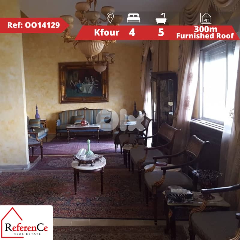 Furnished roof apartment in Kfour شقة مفروشة في الكفور 0