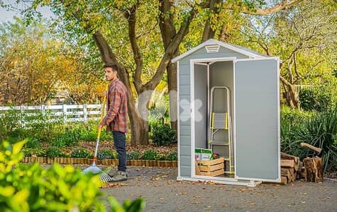 Keter Manor Outdoor Garden Storage Shed, Grey, 4 x 3 ft