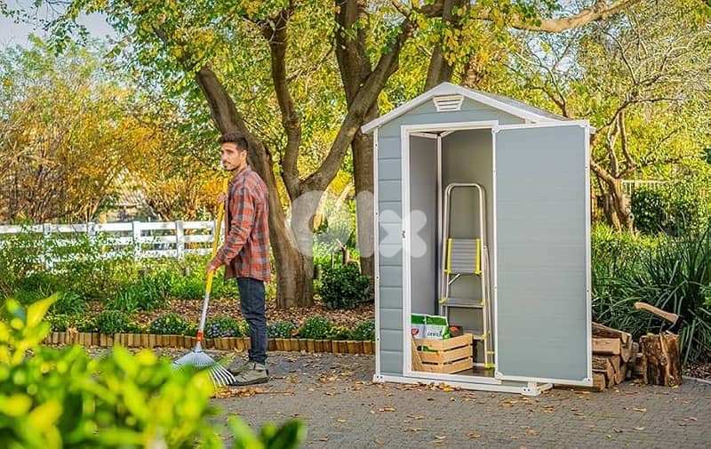 Keter Manor Outdoor Garden Storage Shed, Grey, 4 x 3 ft 0