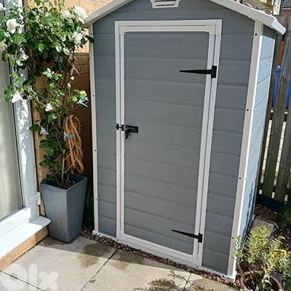 Keter Manor Outdoor Garden Storage Shed, Grey, 4 x 3 ft 4