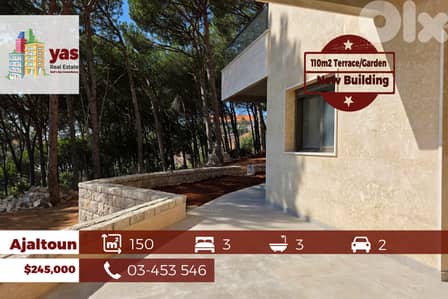 Ajaltoun 150m2 | 110m2 Terrace | Mountian View | New | TO |