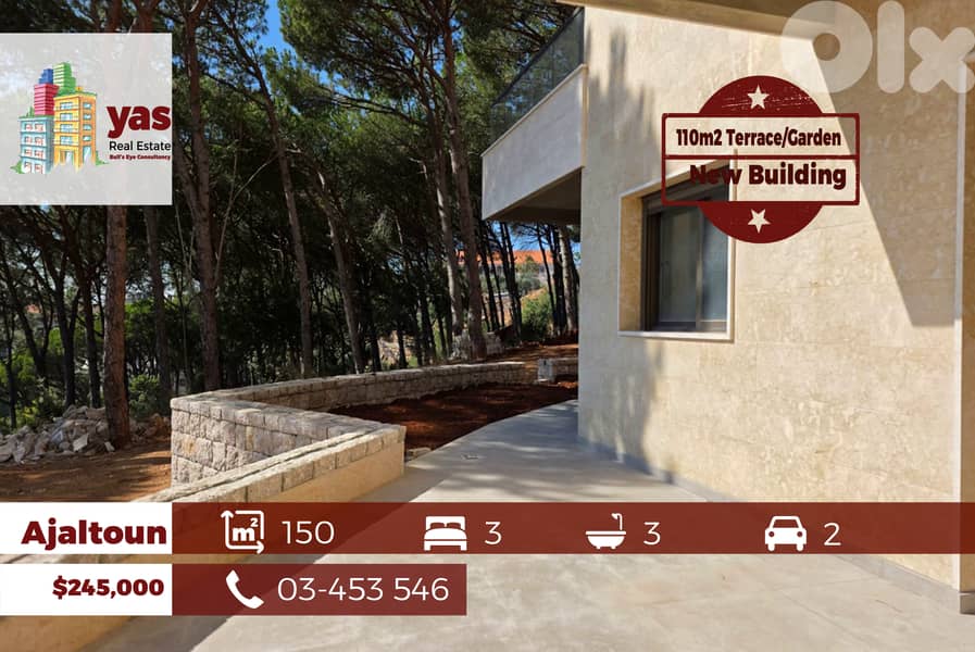 Ajaltoun 150m2 | 110m2 Terrace | Mountian View | New | TO | 0