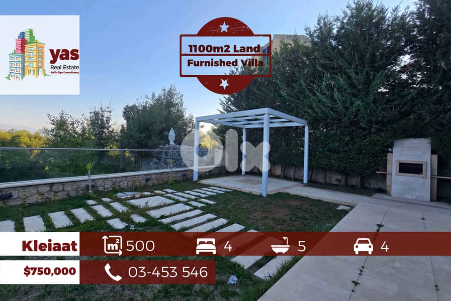 Kleiaat 500m2 | 1100m2 Land | Furnished Villa | Prime Location | DA 0