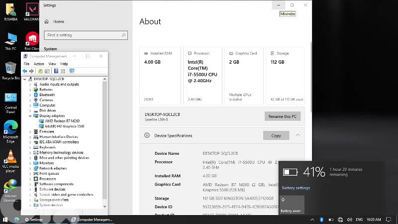i7 2 VGA Touch screen Toshiba L50t 3