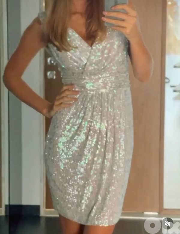 Sequin Silver Dress – Size 36 2