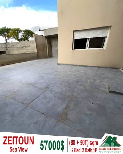 80 sqm Apartment For Sale in Zeitoun with 50 sqm Terrace and Sea View
