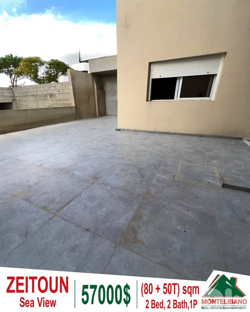 80 sqm Apartment For Sale in Zeitoun with 50 sqm Terrace and Sea View 0