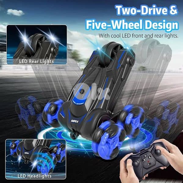 Laser RC Blue 5 wheels stunt car 2
