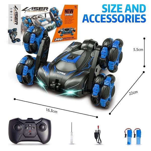 Laser RC Blue 5 wheels stunt car 6