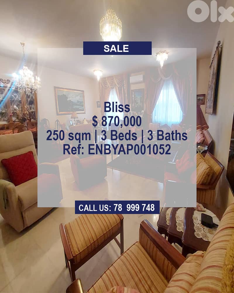 Apartment for Sale in Bliss | Calm Area |Walking Distance To AUB & LAU 0