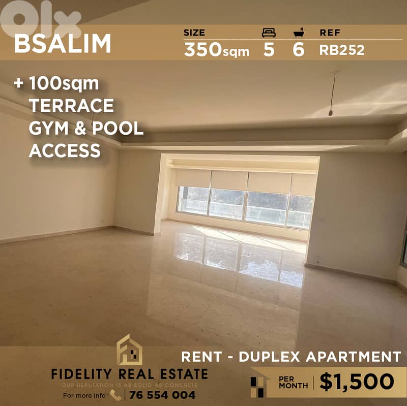 Duplex for rent in Bsalim RB252 شقة دوبلكس للإيجار في بصاليم 0