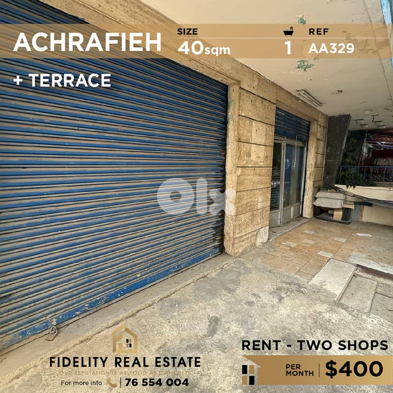 Shops for rent in Achrafieh AA329  محلان تجاري للإيجار  في الأشرفية 0