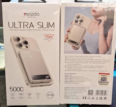 YESIDO POWER BANK ULTRA SLIM WIRELESS CHARGER 15W WIRELESS