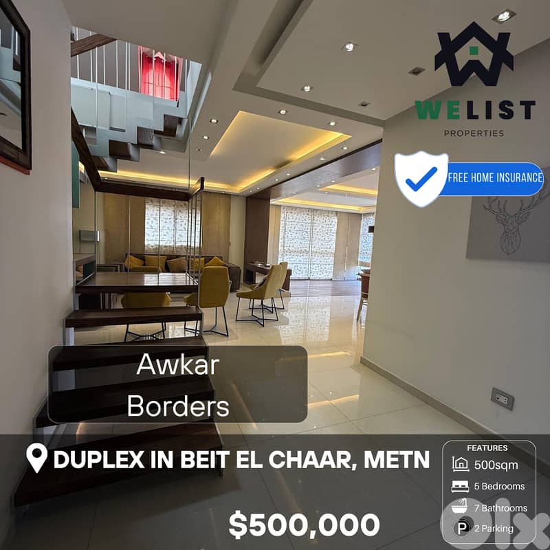 Duplex Apartment for sale in Beit El Chaar دوبلاكس للبيع في بيت الشعار 0