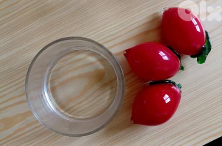 Decorative Glass Tomato Set with Clear Bowl