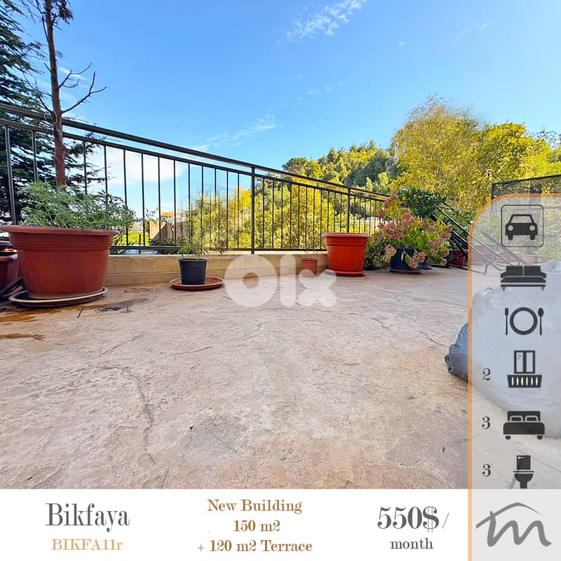 Bikfaya | Brand New 150m² + 120m² Terrace | Green Surroundings | Catch 0