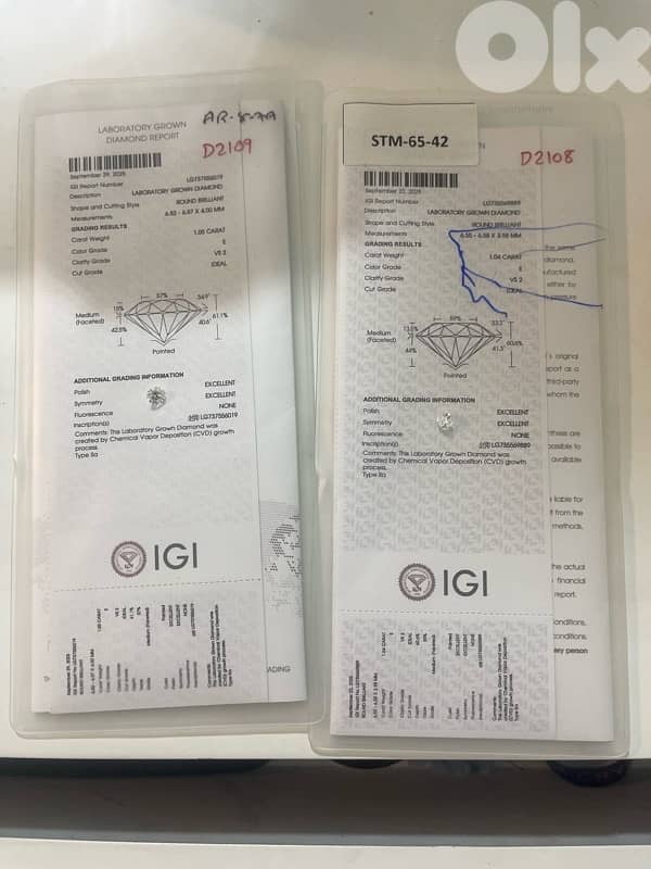 diamond  cvd very clean  1ct each one with Certificates 1