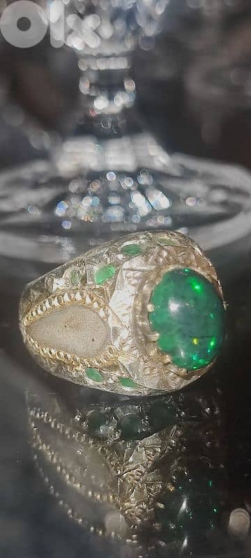 Silver Zumurrud Opal full fire Ring 0