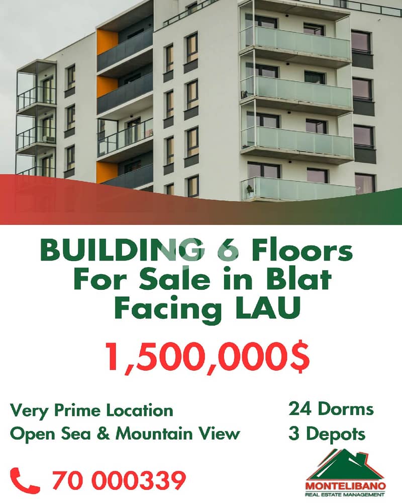 Land And Building 6 Floors For Sale in Blat Facing LAU with Open View 0