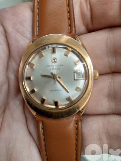 Vintage Favre Leuba Dynamic Gold Plated Automatic Watch: Swiss Made