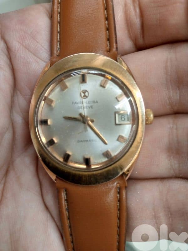 Vintage Favre Leuba Dynamic Gold Plated Automatic Watch: Swiss Made 0