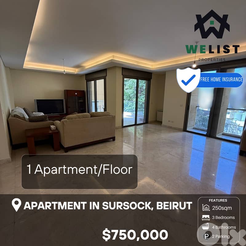 Apartment for sale in Sursock, Beirut شقة للبيع في منطقة سورسوك، بيروت 0