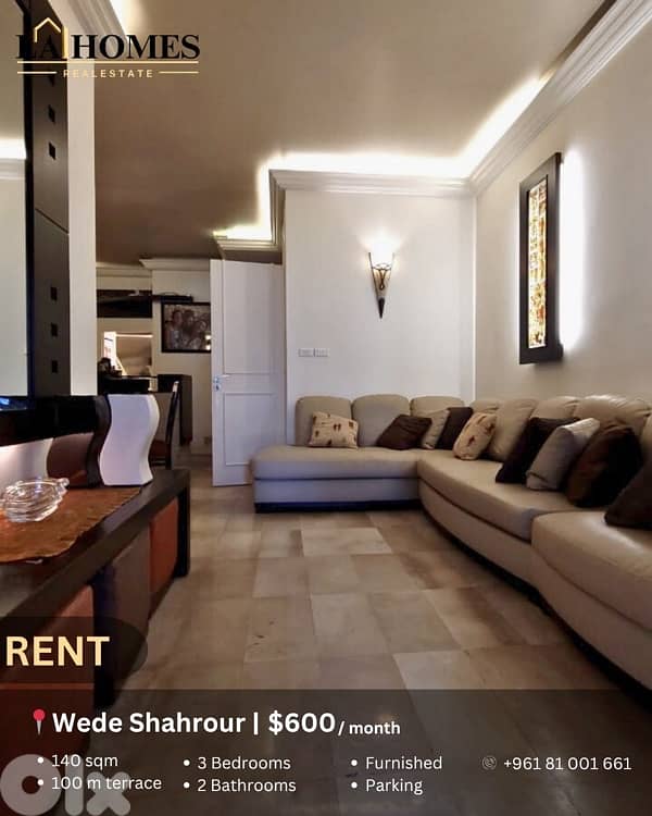 apartment for rent in wadi shahrour شقة للايجار في وادي شحرور 0