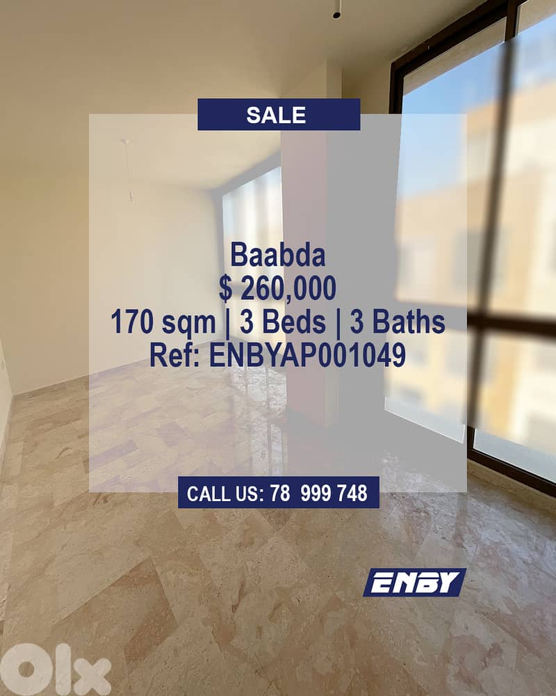 Apartment for Sale in Baabda | Great View | Good Price/Value 0