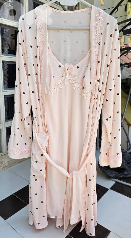 قميص نوم مع robe de chamber 0