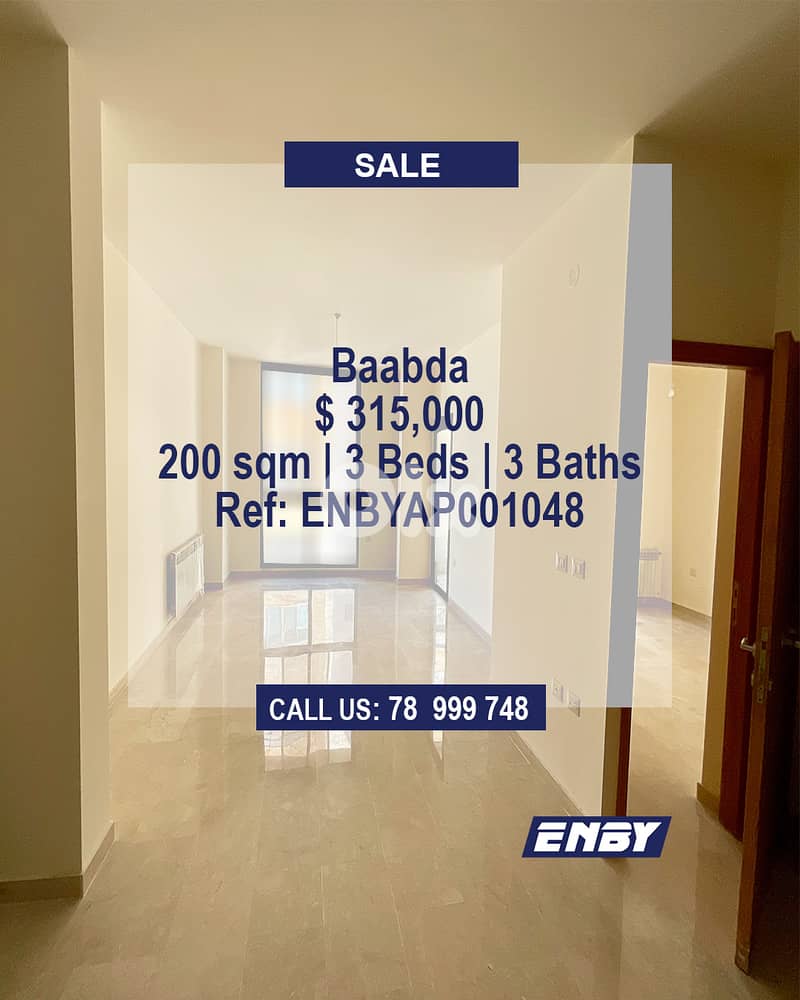 Apartment for Sale in Baabda | Open Kitchen | Calm Neighbourhood 0