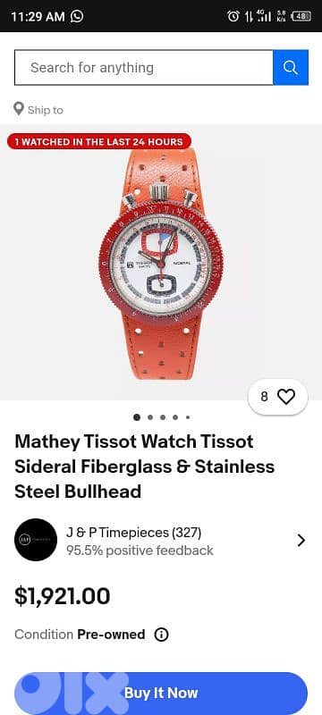 RARE Vintage Tissot "Sideral" Bullhead Plastic Fiberglass Chronograph 4