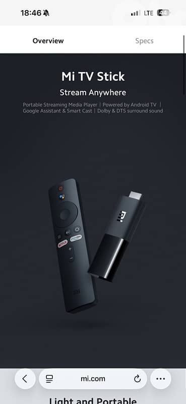 Samsung 40” Full HD TV + MI Stick TV 3