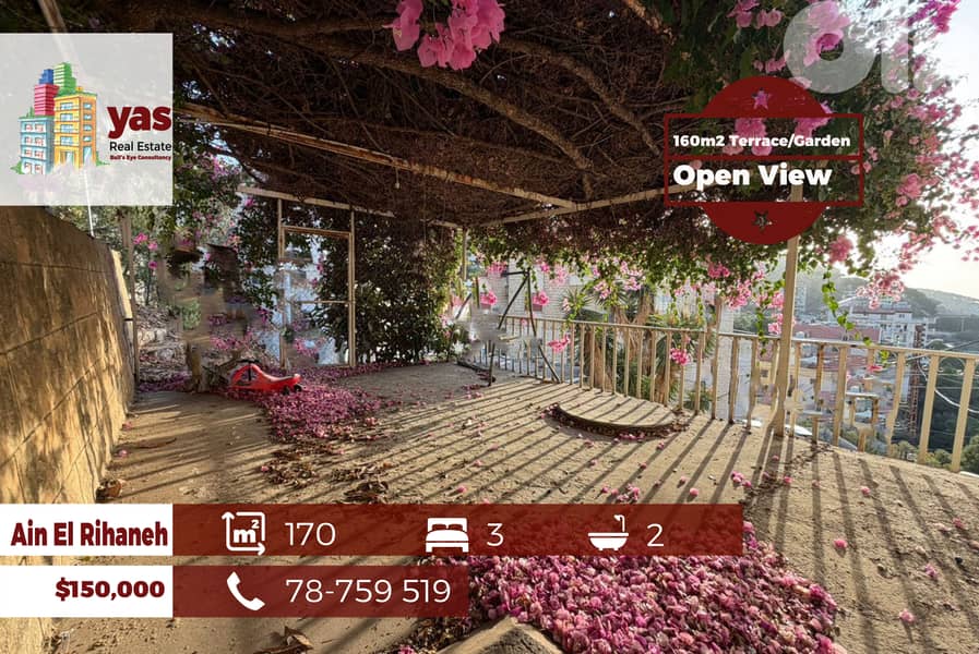 Ain El Rihaneh 170m2 | 160m2 Terrace/Garden | Renovated | EL 0